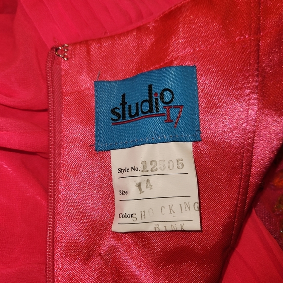 Studio 17 Shocking Pink One Shoulder Paisley Beaded Gown - Picture 12 of 14